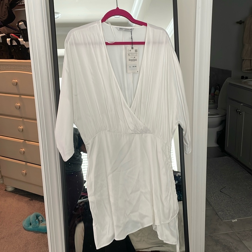 Brand New White Satin Zara Dress